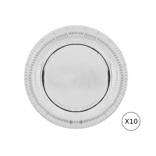 Al Shawash Plate Disposable, 18 Cm, 10 Pcs, Silver