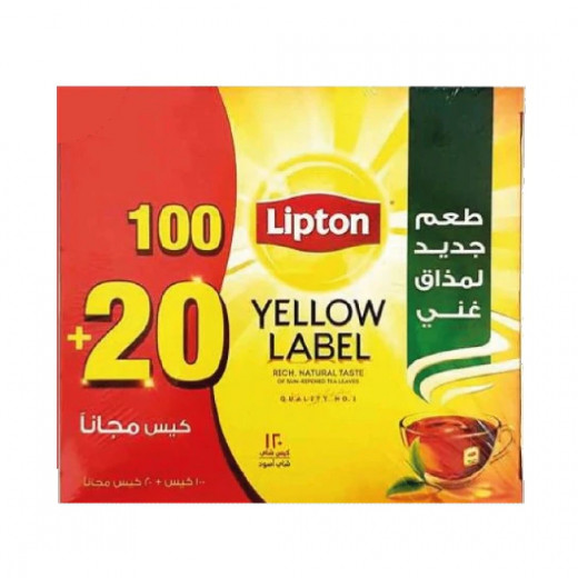 أكياس شاي العلامة الصفراء، 100 كيس شاي + 20 مجاناً من ليبتون