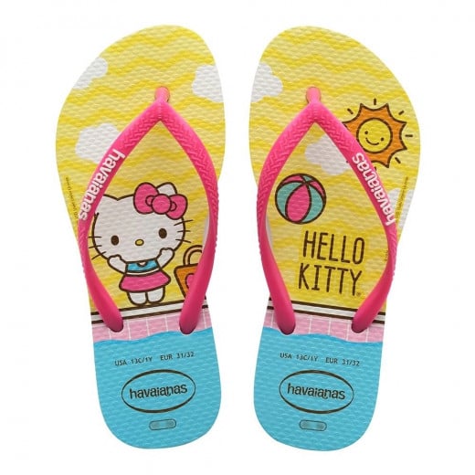 Havaianas Kids Slim Hello Kitty Flip Flop, White Color