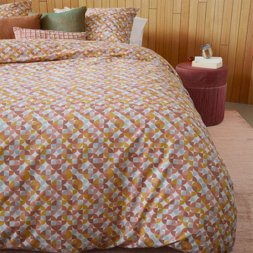 Bedding house retro grid duvet cover set, red color, twin size, 2 pieces