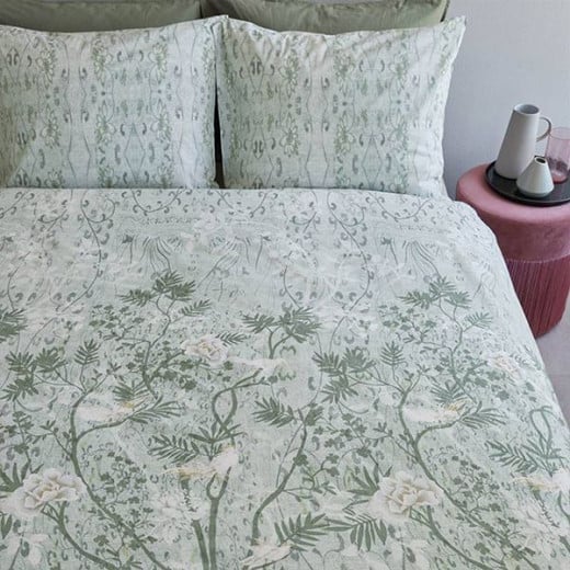 Bedding house chinoiserie duvet cover set, green color, king size, 3 pieces