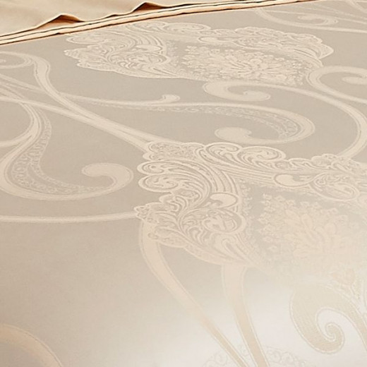 Nova home luxury silk and cotton bed set  ensemble, 12 pieces, beige color, king size