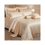 Nova home luxury silk and cotton bed set  ensemble, 12 pieces, beige color, king size