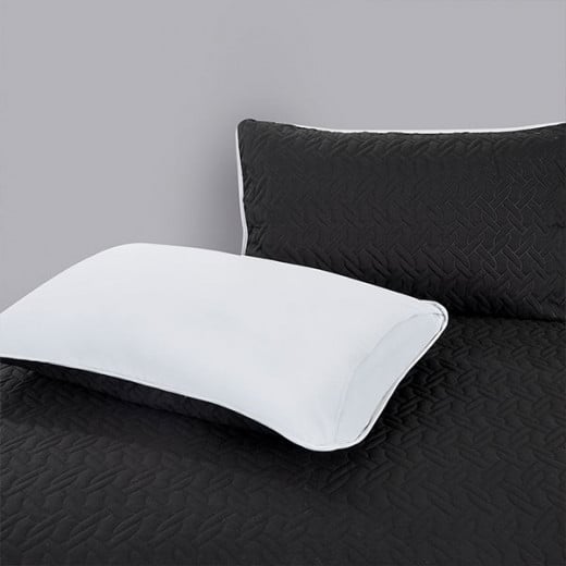 Nova home cross double face bedspread set, black and silver color, king size, 4 pieces
