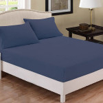 Fieldcrest plain fitted sheet set, navy blue color, twin size