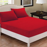 Fieldcrest plain fitted sheet set, red color, twin size