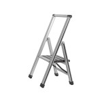 Wenko aluminum design folding stepladder 2-step household ladder, aluminum, silver