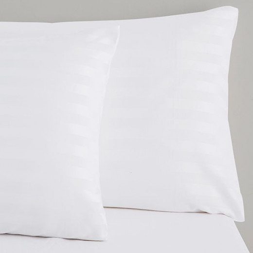 Nova Home UltraStripe Hotel Style Pillowcase Set, White Color