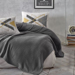 Nova home trigon pique bedspread set, anthracite color, king size, 4 pieces