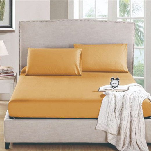 Nova home microbasic fitted sheet set, twin size, yellow color