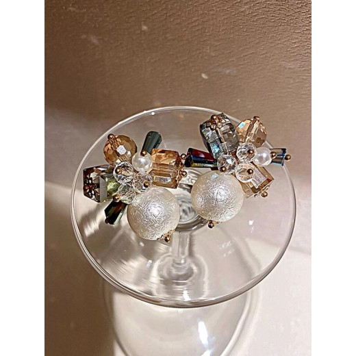 Faux Pearl and Crystal Decor Earrings
