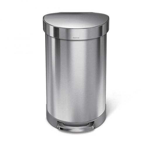 Simplehuman trash bin semi round, stainless steel, brushed, 45 liter