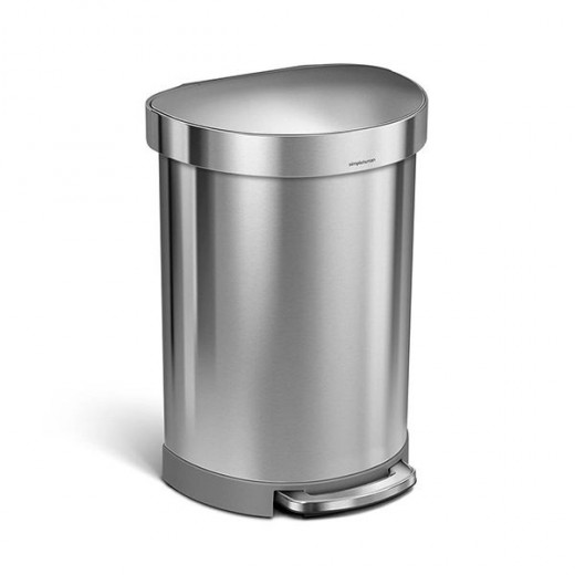 Simplehuman trash bin semi round, stainless steel, brushed, 60 liter