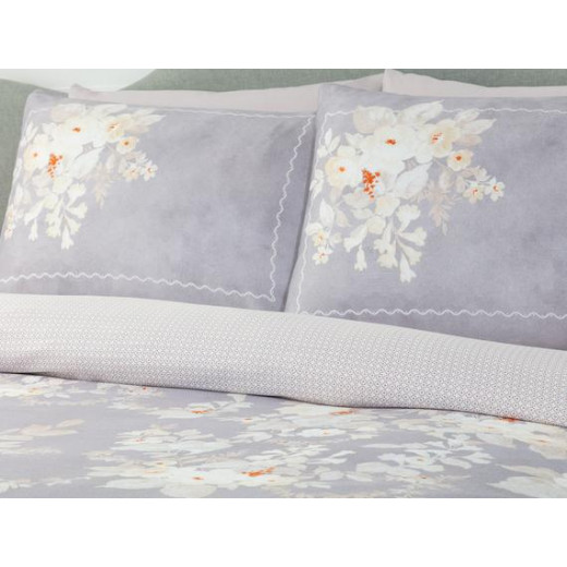 Madame Coco Curtice Printed Satin Duvet Cover Set, Purple Color, Double Size