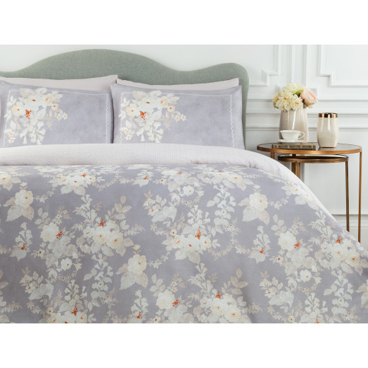 Madame Coco Curtice Printed Satin Duvet Cover Set, Purple Color, Double Size