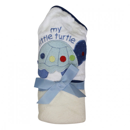 منشفة إستحمام ناعمة للأطفال, بتصميم سلحفاة, باللون الأزرق