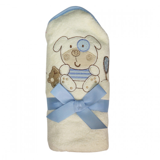 منشفة إستحمام ناعمة للأطفال, بتصميم جرو, باللون الأزرق الفاتح