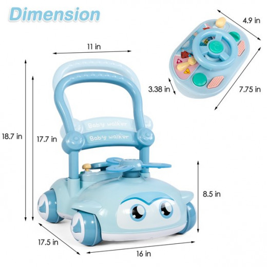 Baby Walker Toy, 2 In 1, Blue Color