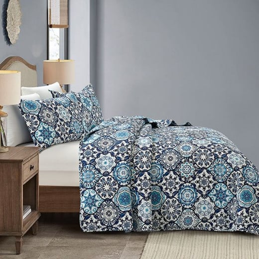 Nova Bed Spread 3 Pieces Set Brooke, Blue Color