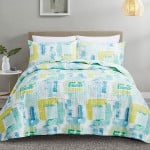 مفرش سرير هاش صيفي 4 قطع, باللون الاخضر و الازرق من نوفا