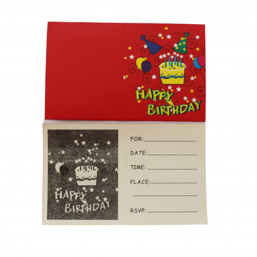 Happy Birthday Invitation Cards,. Red Colored Design