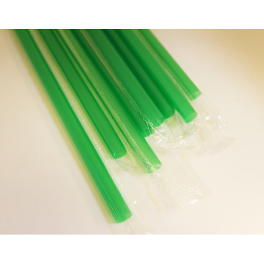 Flex Straw, 10 Mm, Green Color, 12 Pieces