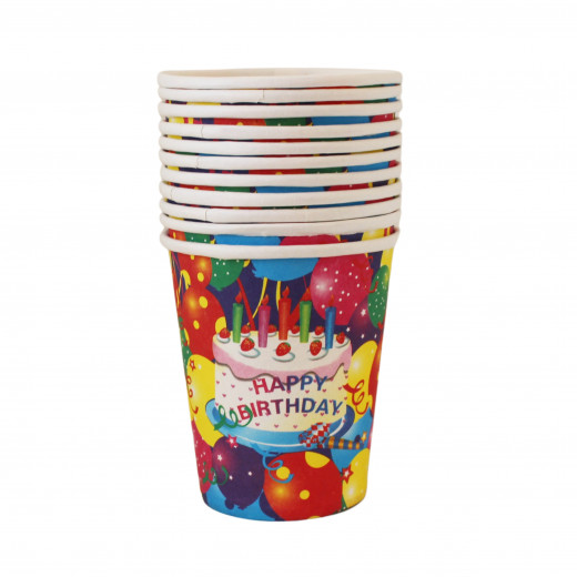 Disposable Paper Cups, Birthday Balloons Design