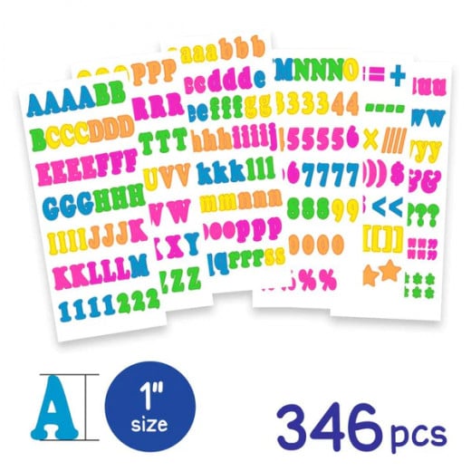 Bazic Alphabet & Numbers Stickers,Multicolor , 346pack