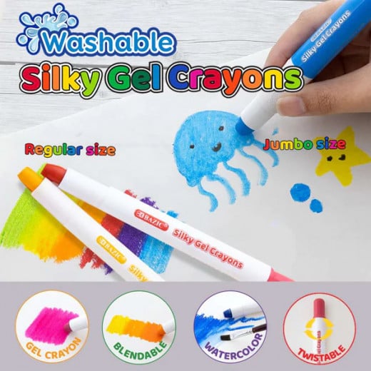 Bazic Jumbo Silky Gel Crayons 12 Color