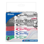 Bazic Chisel Tip Dry Erase Markers, Assorted Color, 12 Pieces