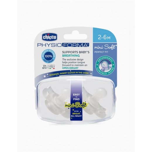 Chicco Soothers Mini Soft Sil Neutral, 2-6 Months, 2 Pieces
