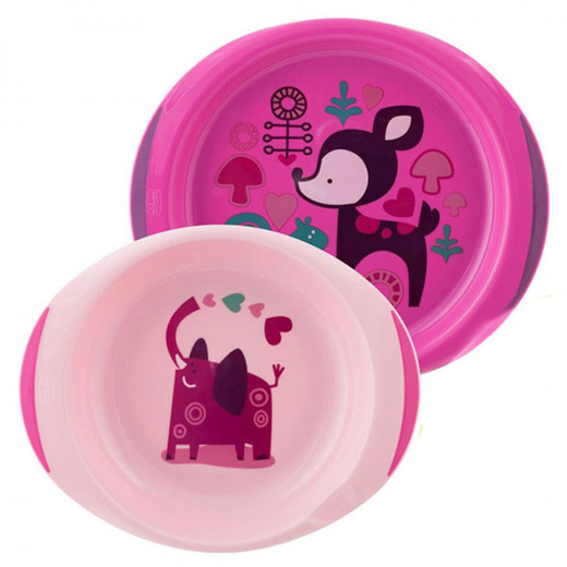 Chicco Dish Set For Girls, Pink Color ,+12 Months