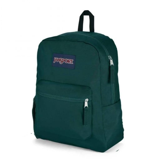 Jansport Cross Town Backpack, Juniper Design, Dark Green Color