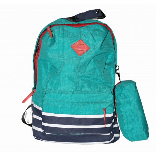 حقيبة ظهر مدرسية مع مقلمة, باللون الاخضر, 43 سنتيمتر من أميجو