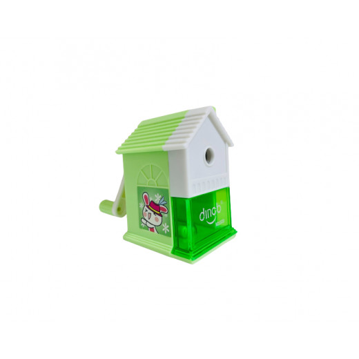 براية اقلام بلاستيك بتصميم منزل, باللون الأخضر