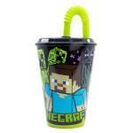 Cup With Tumbler Straw, Minecraft Design, 430 Ml