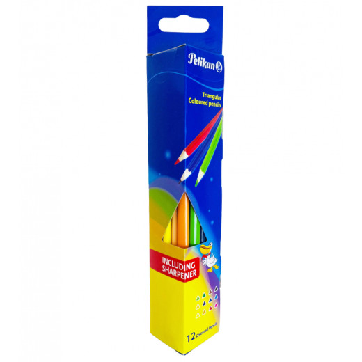 أقلام رصاص ملونة مثلثة الشكل، 12 لونًا من بليكان