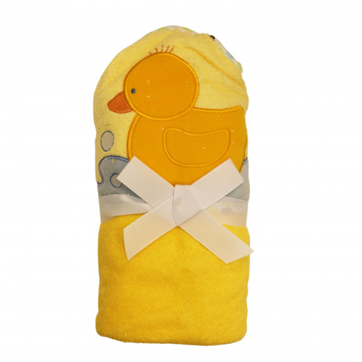 منشفة إستحمام ناعمة للأطفال, بتصميم بطة, باللون الأصفر