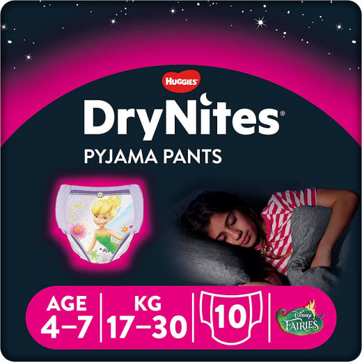 Huggies DryNites Pants Jumbo for Girl, 4-7 years ,17-30 kg, 16 Pieces, Disney Fairies Design