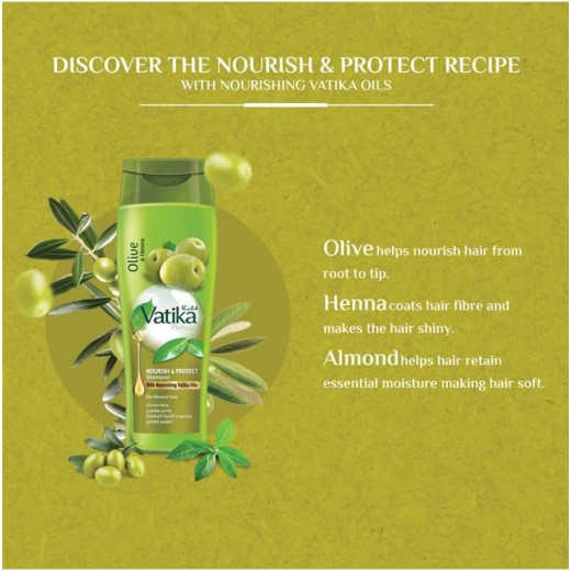 Vatika Naturals Olive & Henna Shampoo, Nourish & Protect, 1000 Ml