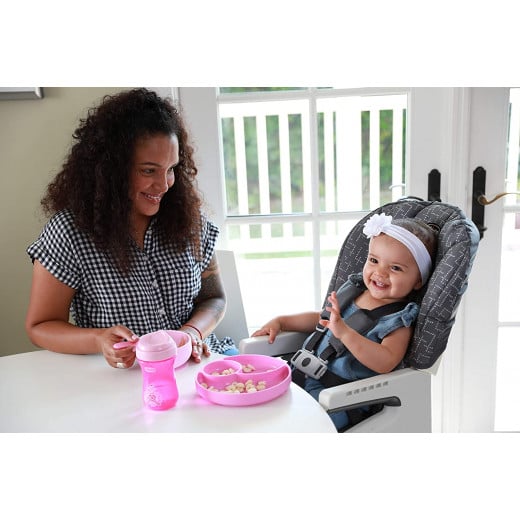 Chicco Easy Menu Silicone Divided Plate, Pink Color, +12 Months