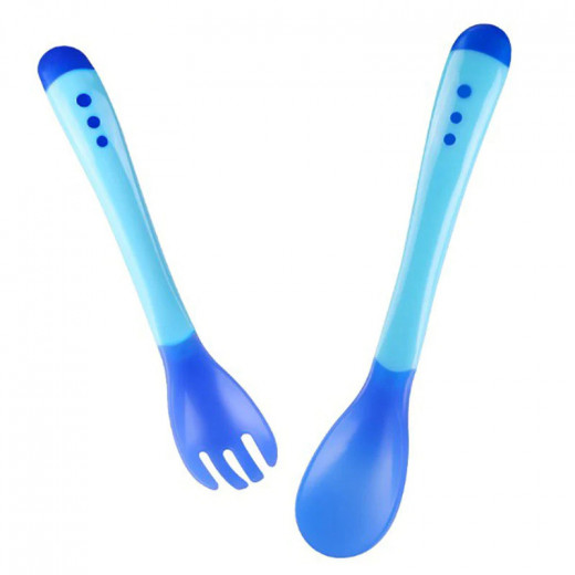 Smart Baby Spoons and Forks Feeding Set, Blue Color