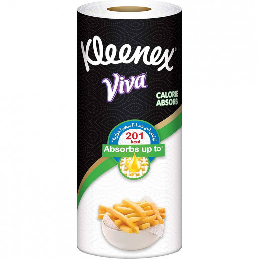 Kleenex Viva Calorie Absorb, Premium Oil Absorbing, Pack Of 1 Kitchen Towel Roll, 55 Sheets