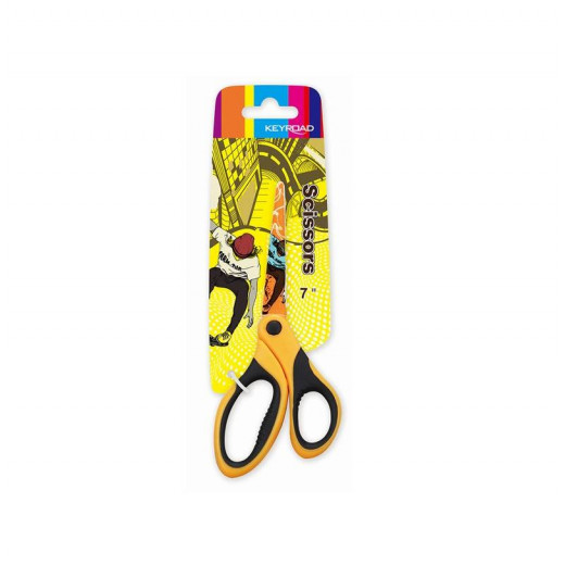 Keyroad Scissors With A Round Tip, Orange Color, 17.5 Cm