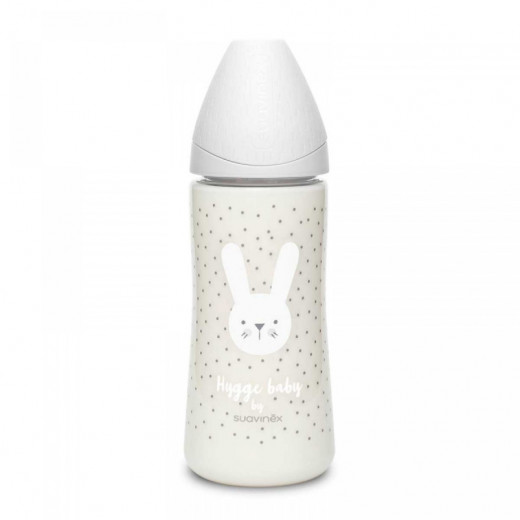 Suavinex Hygge Premium Rabbit Bottle, Grey Color, 360 Ml