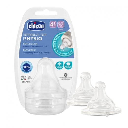 Chicco Silicone Nipple P5 Fast Flow 4+ Month, 2 Pieces