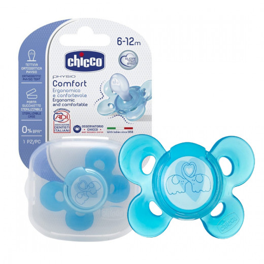 Chicco Physio Comfort Soother With Case Silicone 6-12M (Blue) - 1 Piece
