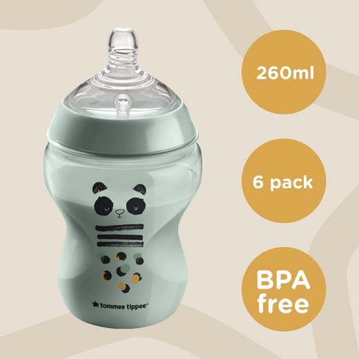 Tommee Tippee Closer to Nature Feeding Bottles, 6 Pieces