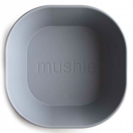 Mushie Baby Dinner Plate, 2 Packs, Square Shapes, Blue Color