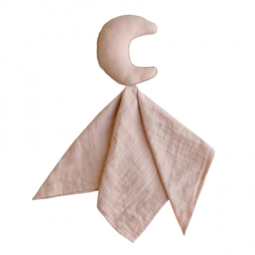 Mushie Security Cotton Baby Blanket, Moon Design, Pink Color